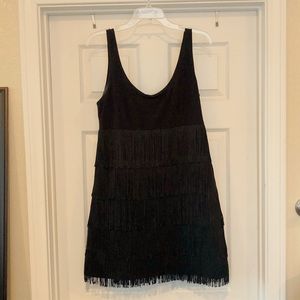 Black Flapper Dress with Fringe!